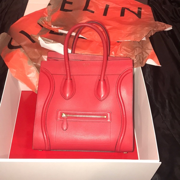 (SOLD) Red Celine Mini Luggage Tote - Picture 8 of 10